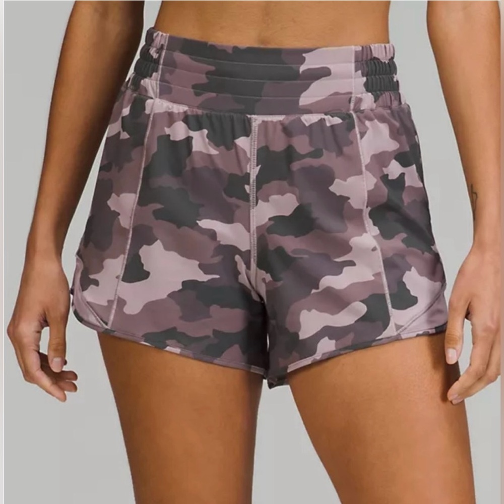 Lululemon Women's Hottie Hot Mauve Camouflage Athletic Shorts Sz 8